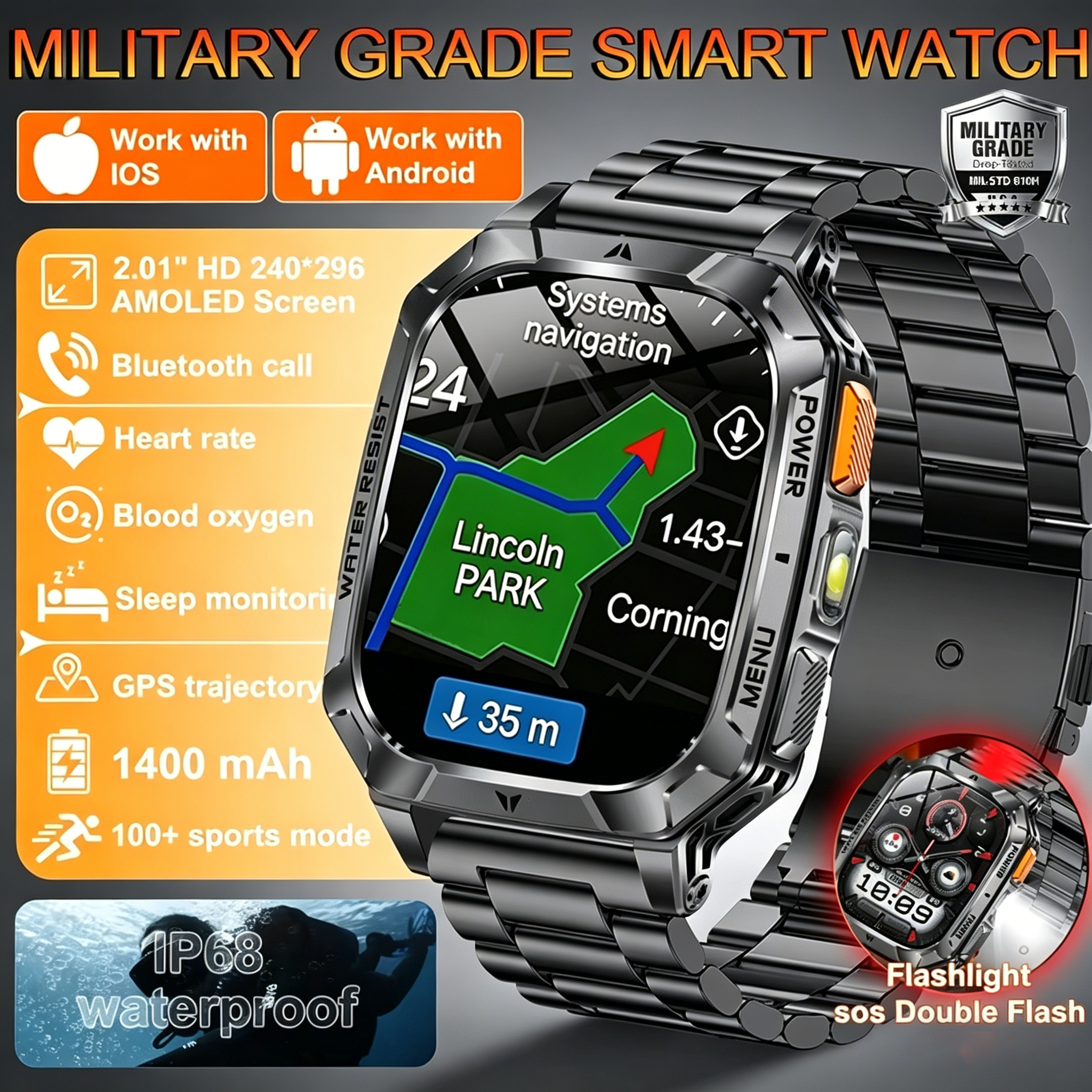 Smartwatch Rugged Watches For Men - Hot Rugged Outdoor Smart Watch 1400mAh