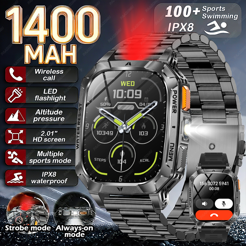 Smartwatch Rugged Watches For Men - New Rugged Military Smart Watch Men