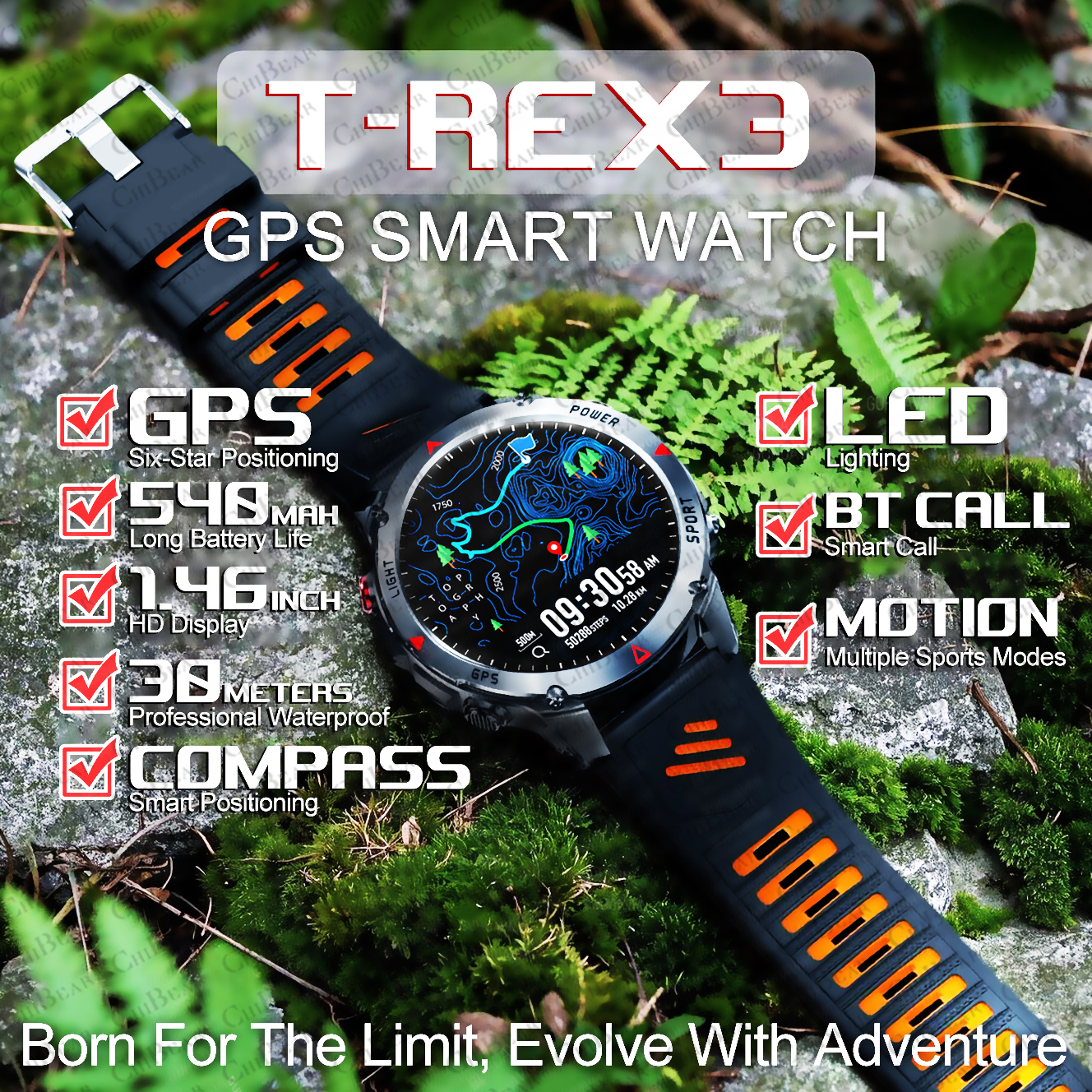 Altimeter Compass Watch - T-Rex 3 Built-in Dual-band GPS Smart