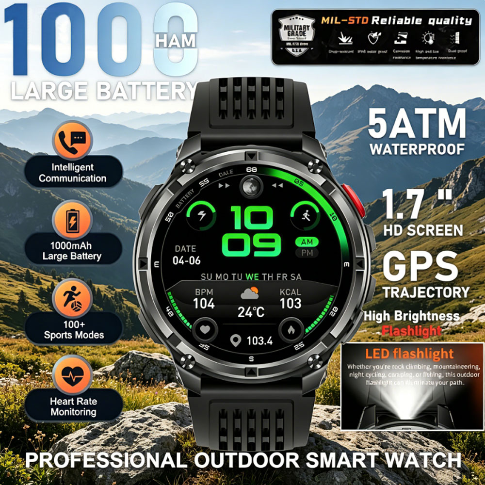 Smartwatch Running Watches For Men - GPS Outdoor Sports Bluetooth Smartwatch With