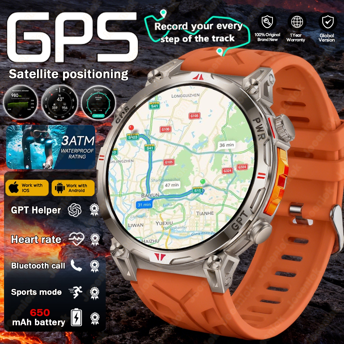 Smartwatch Running Watches For Men - New Professional GPS Sports Smart Watch