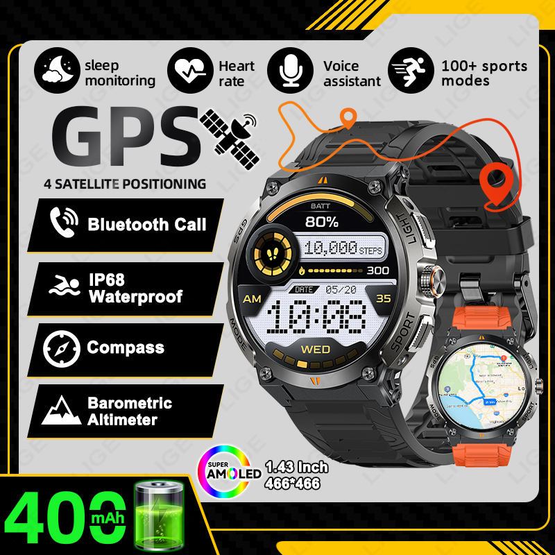 Smartwatch Running Watches For Men - LIGE New Professional GPS Sports Smart