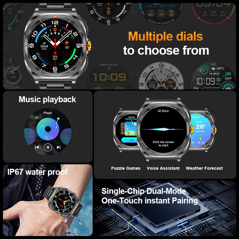 LIGE 2025 Watch Wireless Earph - Smartwatch Running Watches For Men ulasan dan harga