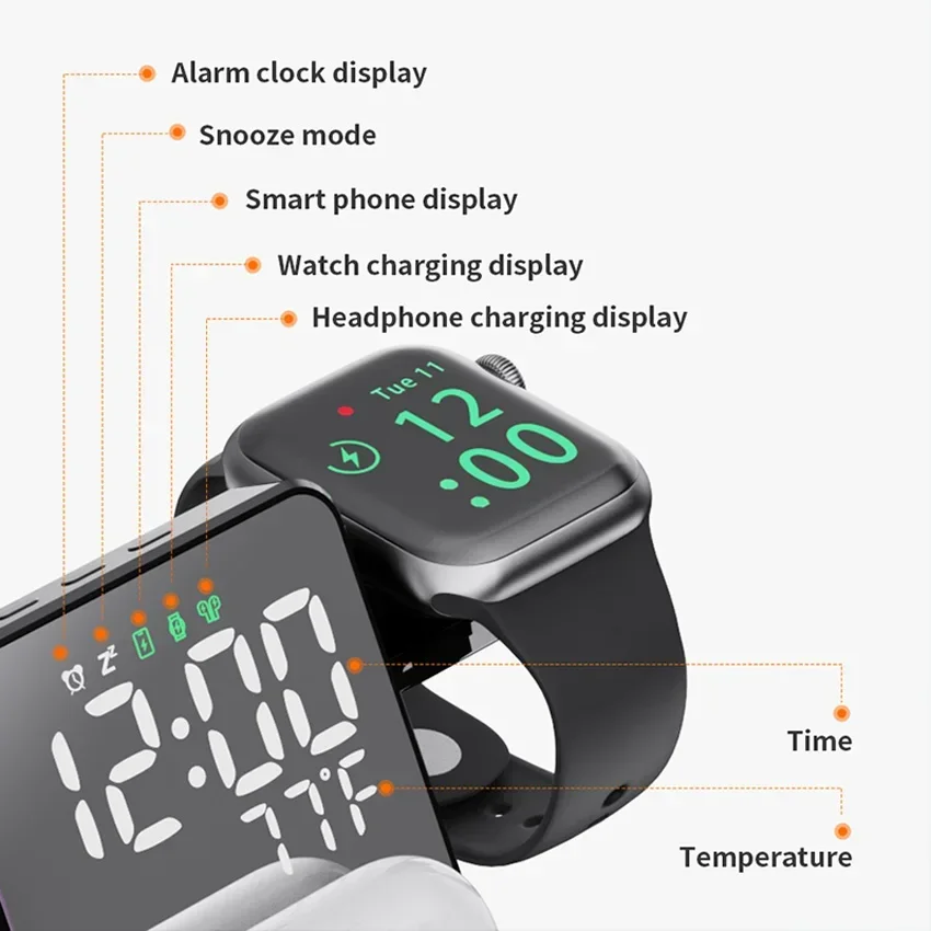 Wireless Charger Alarm Clock S - Iwatch Smartwatch ulasan dan harga