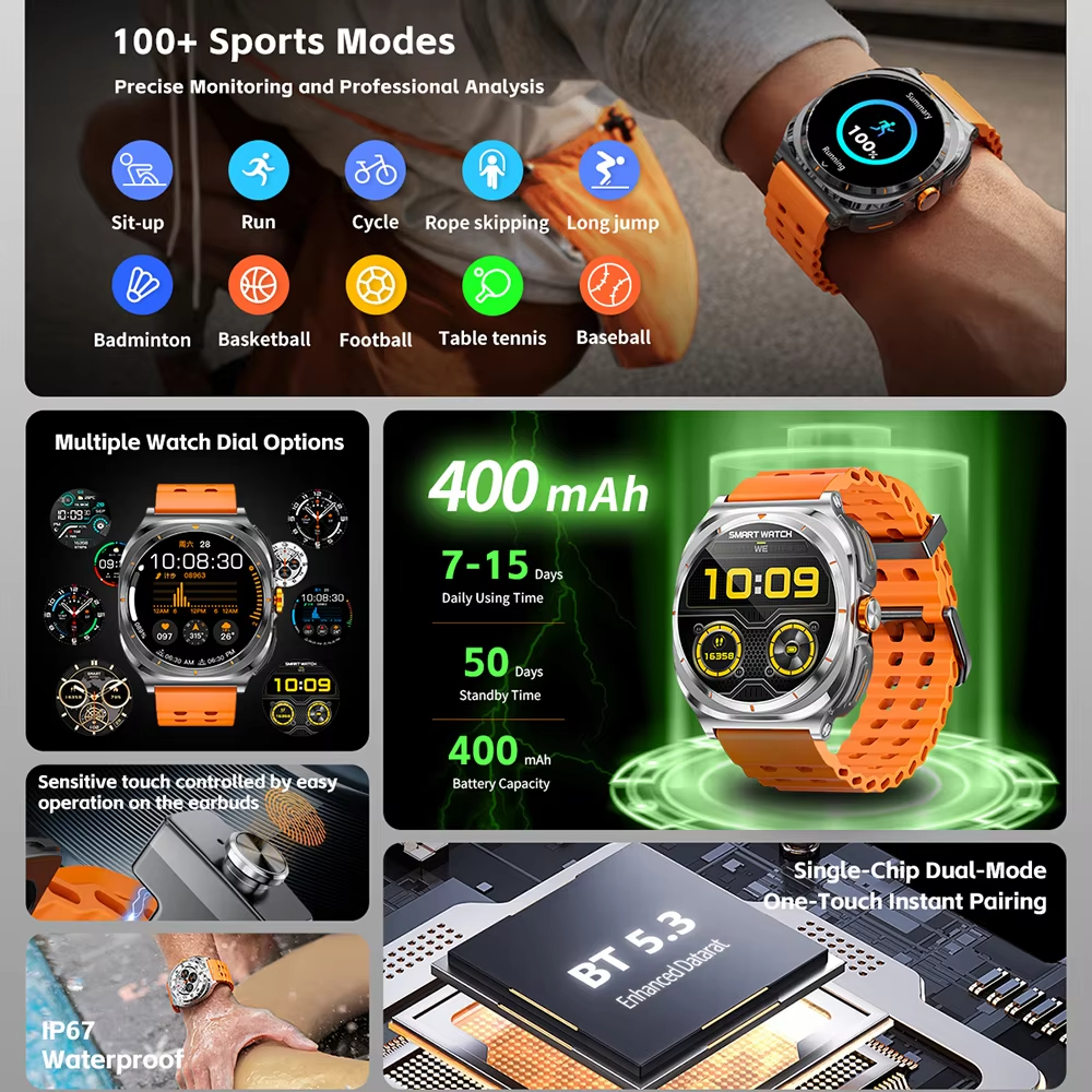 2026 hot Watch Wireless Earpho - Smartwatch Running Watches For Men ulasan dan harga
