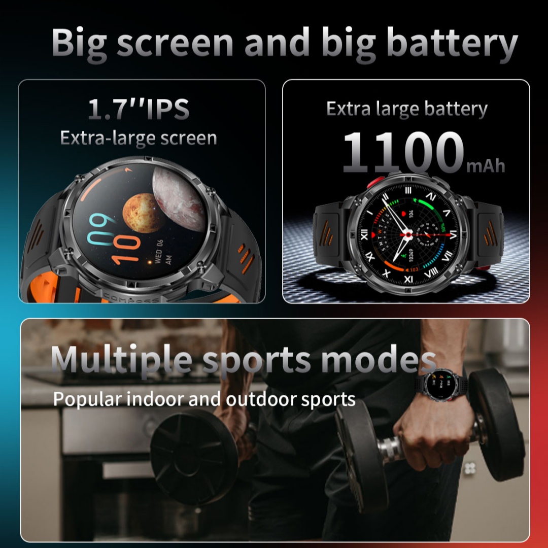 New T-Rex3 Pro 1100mAh Battery - Smartwatch Running Watches For Men ulasan dan harga