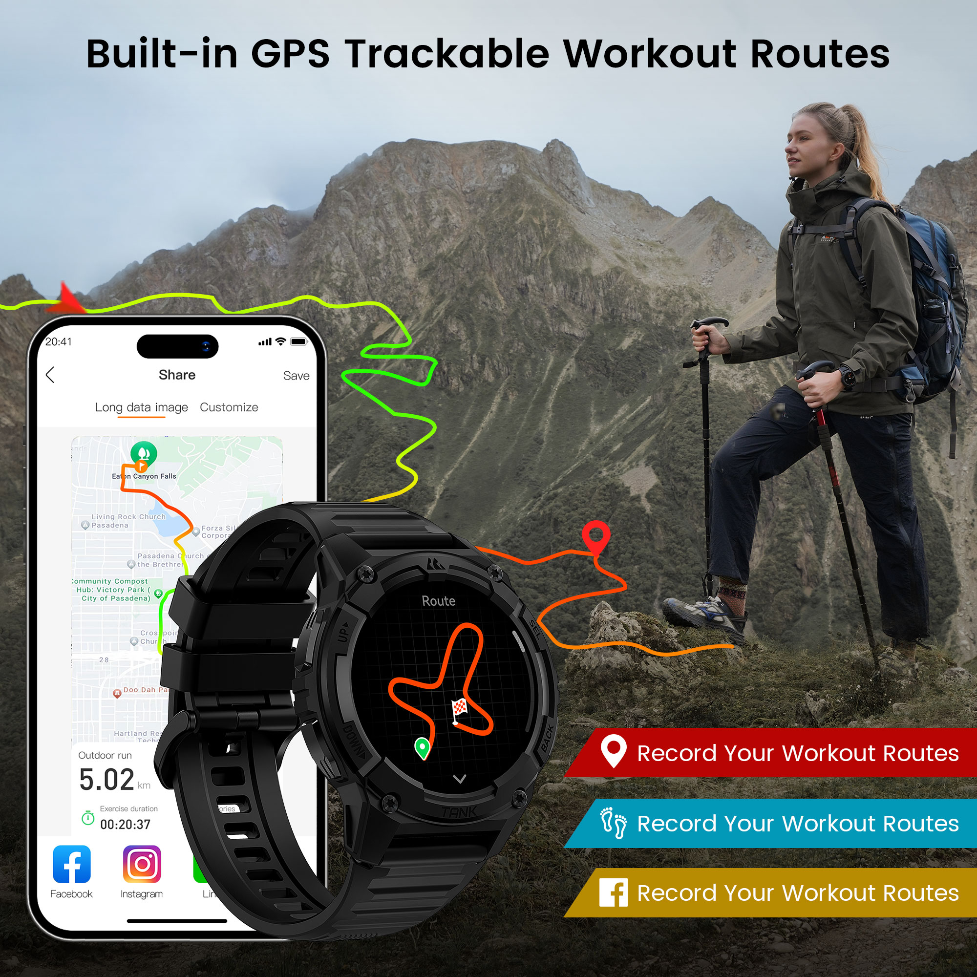 KOSPET TANK S2 GPS Smart Watch - Altimeter Compass Watch ulasan dan harga