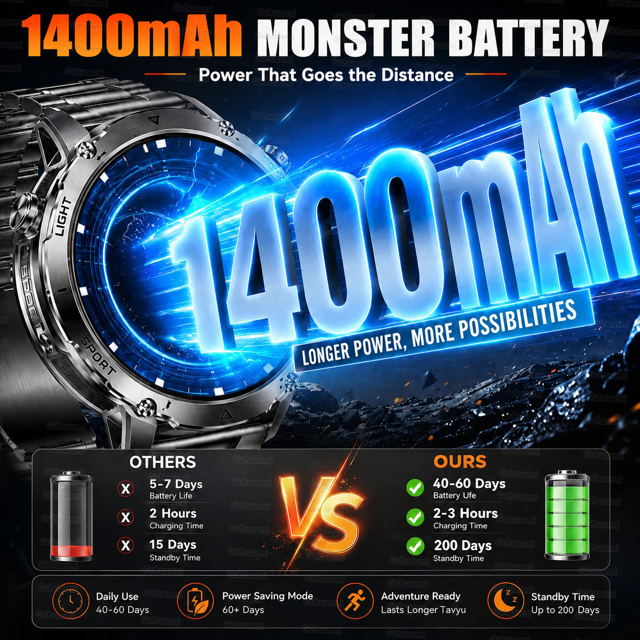 2026 New 1400mAh Big Battery S - Smartwatch Rugged Watches For Men ulasan dan harga