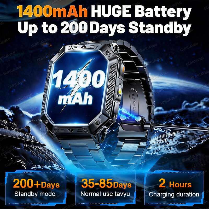 TANK Ultra 2026: 1400mAh Milit - Smartwatch Rugged Watches For Men ulasan dan harga