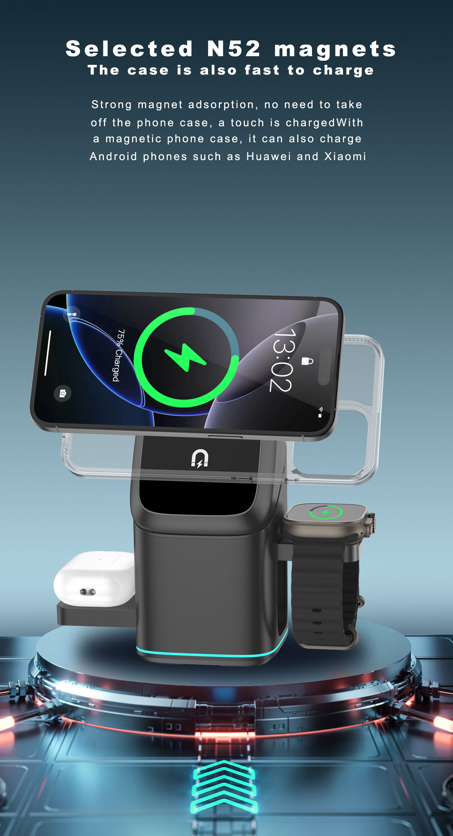3 in 1 Magnetic Wireless Charg - Iwatch Smartwatch ulasan dan harga