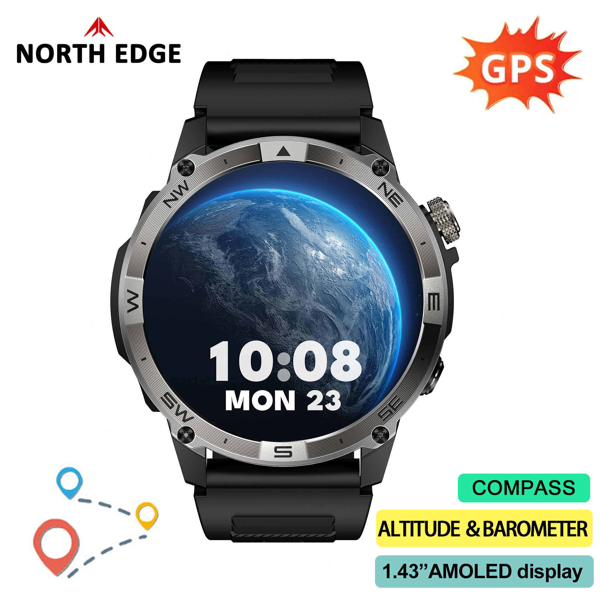 NORTH EDGE GPS Sports Smart Wa - Altimeter Compass Watch ulasan dan harga