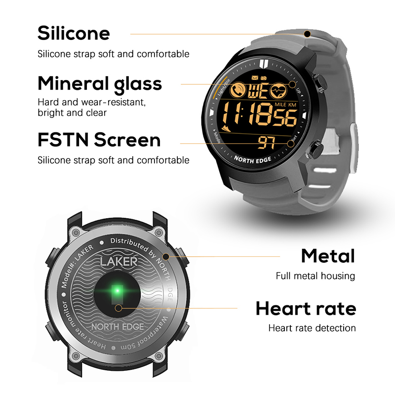 NORTH EDGE Smart Watch Men Hea - Smartwatch Running Watches For Men ulasan dan harga