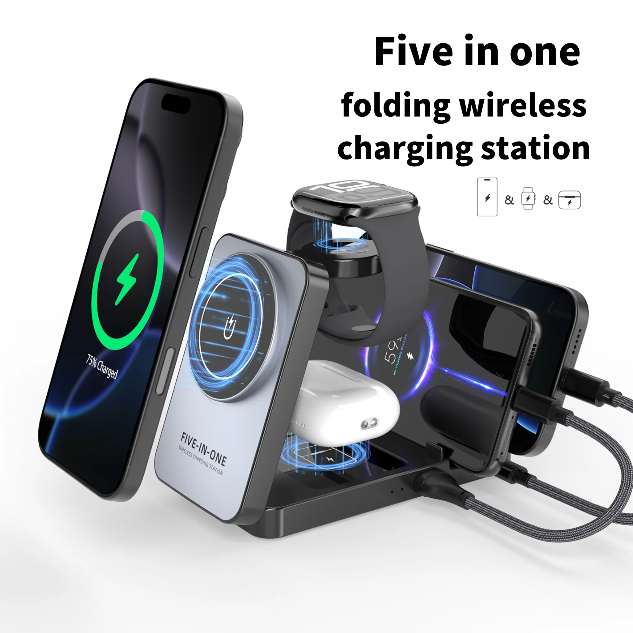 5 in 1 18W Foldable Wireless C - Iwatch Smartwatch ulasan dan harga