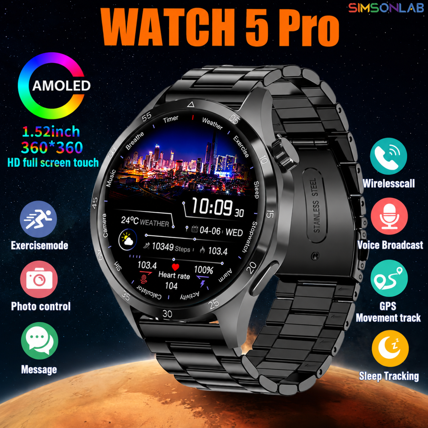 2026 Watch 5 Pro GPS Track Com - Smartwatch Running Watches For Men ulasan dan harga