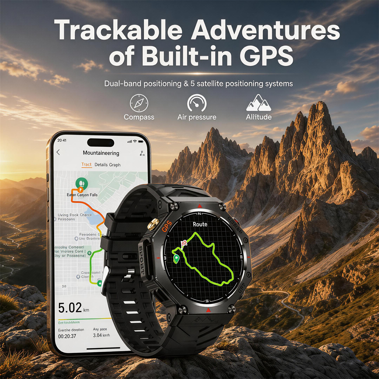 Military Smart Watch T-Rex 3 B - Altimeter Compass Watch ulasan dan harga
