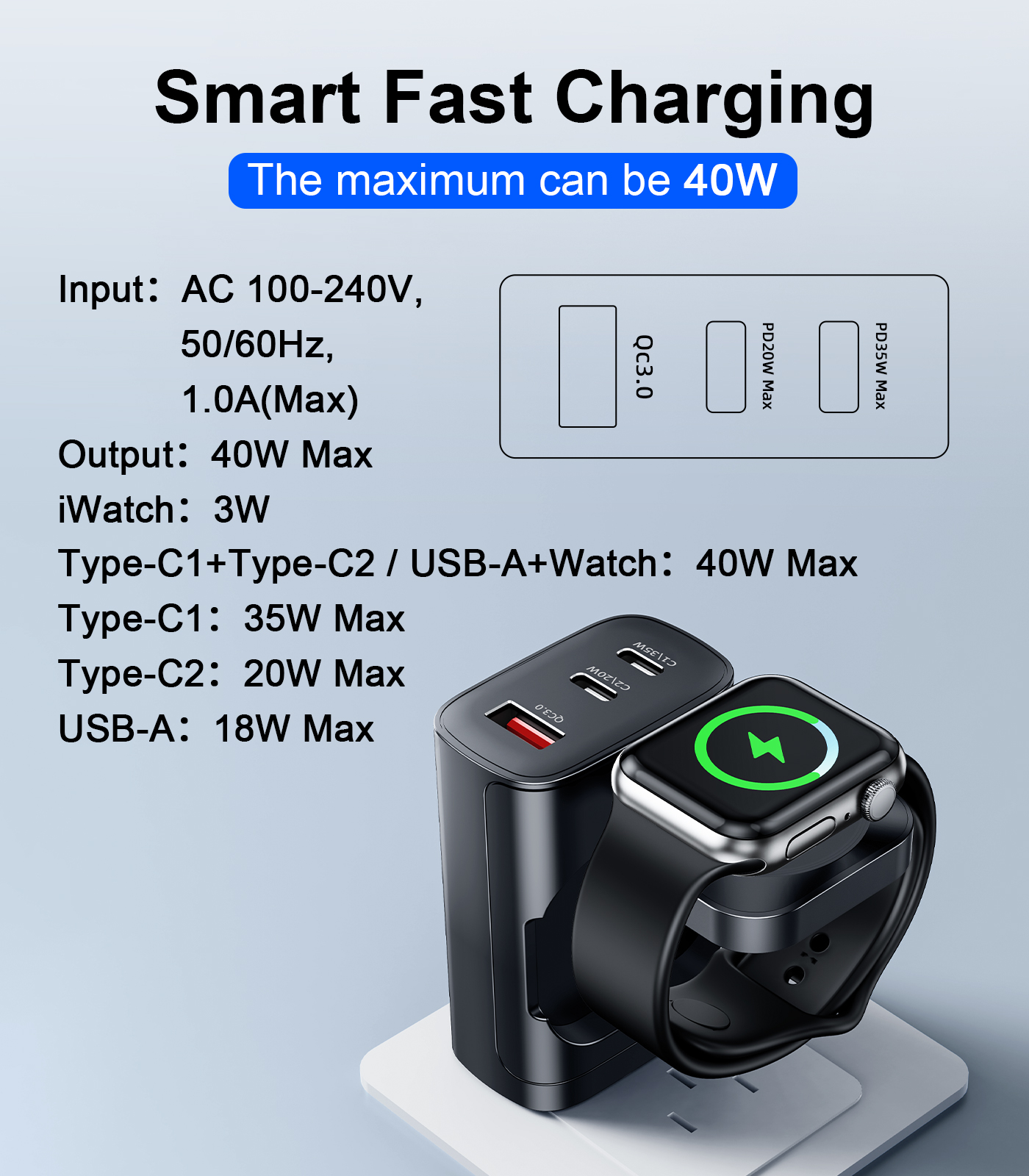 Eary 40W for Apple Charging Bl - Iwatch Smartwatch ulasan dan harga