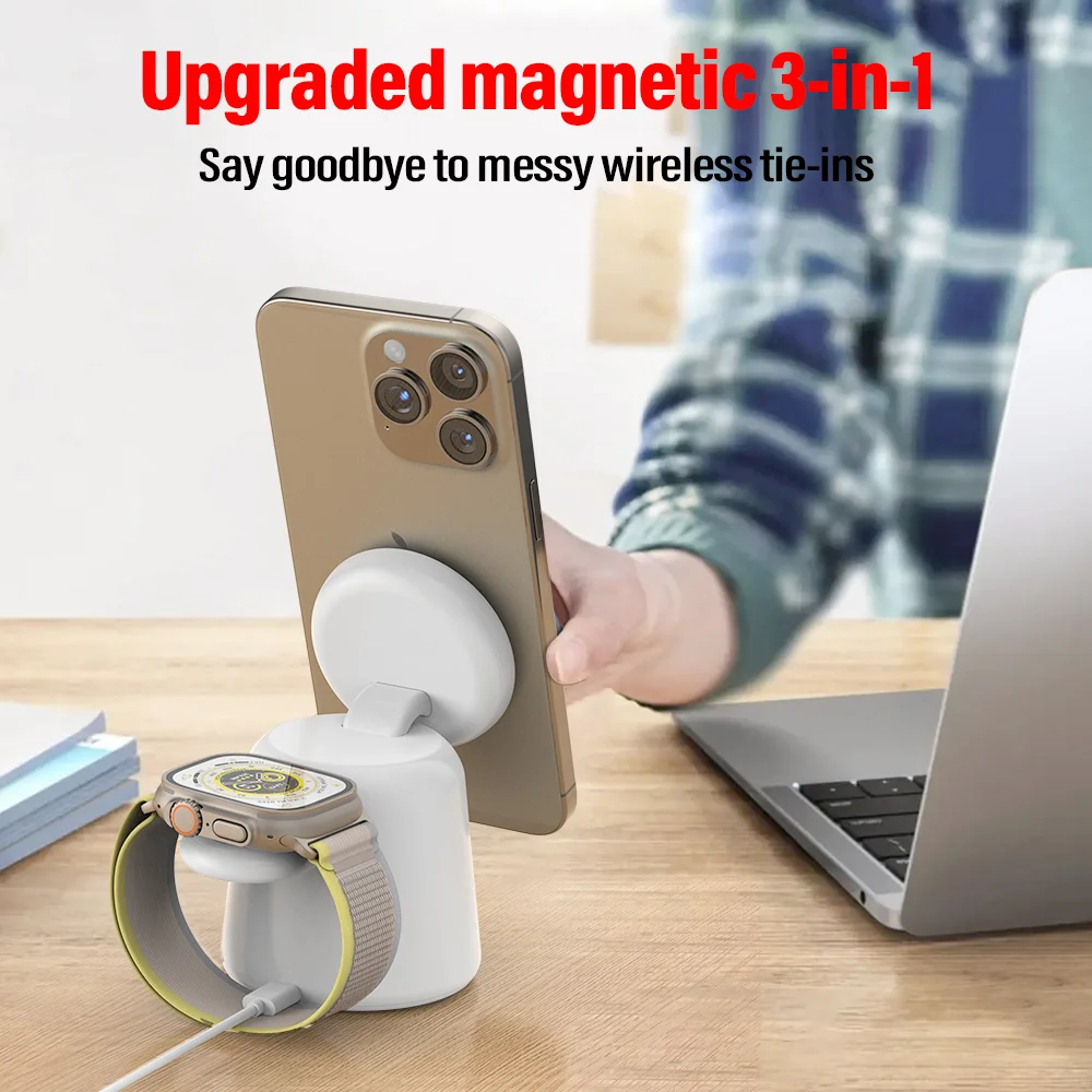 3 in 1 Magnetic Wireless Charg - Iwatch Smartwatch ulasan dan harga