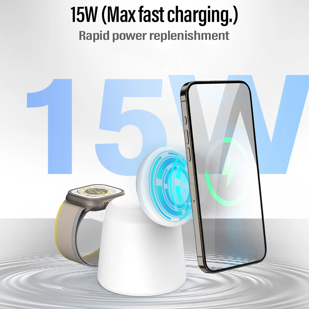 3 in 1 Magnetic Wireless Charg - Iwatch Smartwatch ulasan dan harga