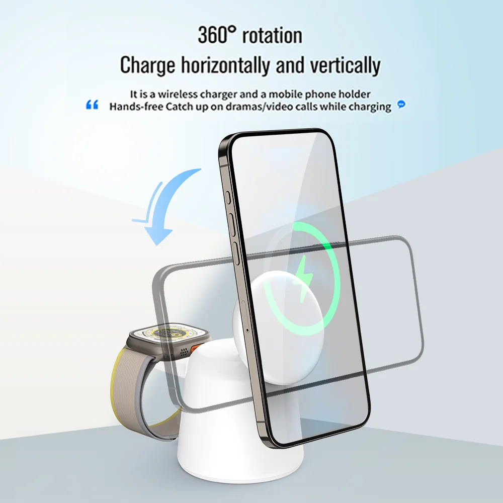 3 in 1 Magnetic Wireless Charg - Iwatch Smartwatch ulasan dan harga