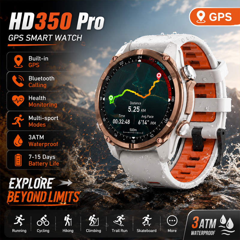 HD350 Pro Military Grade AGPS  - Altimeter Compass Watch ulasan dan harga