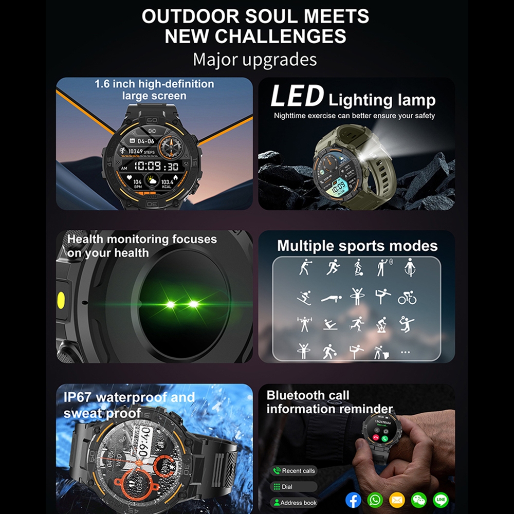 Outdoor Military Rugged Smartw - Smartwatch Rugged Watches For Men ulasan dan harga