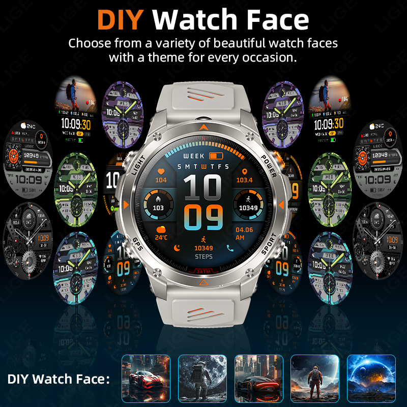 LIGE Rugged GPS Track Smart Wa - Smartwatch Watches With Bluetooth ulasan dan harga
