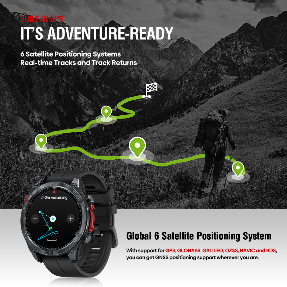 NEW Zeblaze Stratos 4 GPS Smar - Altimeter Compass Watch ulasan dan harga