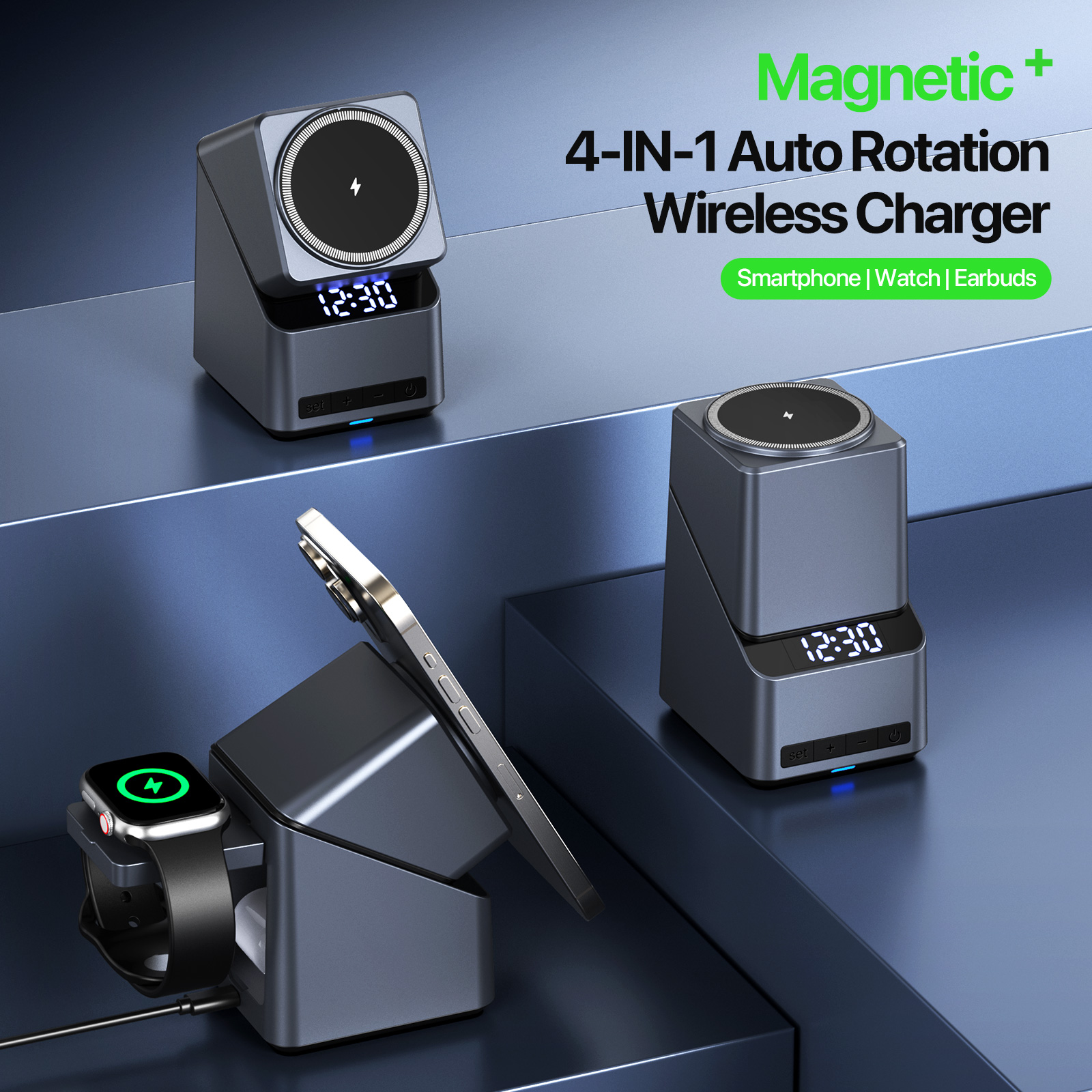 Magnetic 4 in 1 Auto Rotation  - Iwatch Smartwatch ulasan dan harga
