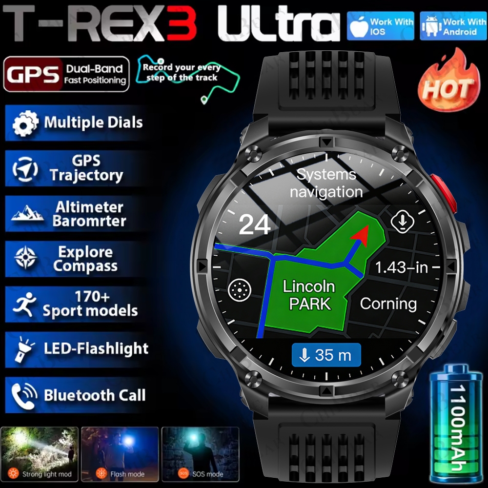 2026 New T-Rex3 Pro 1100mAh Ba - Smartwatch Running Watches For Men ulasan dan harga