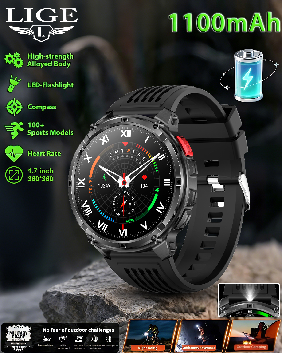 2026 Outdoors Military Smart W - Altimeter Compass Watch ulasan dan harga
