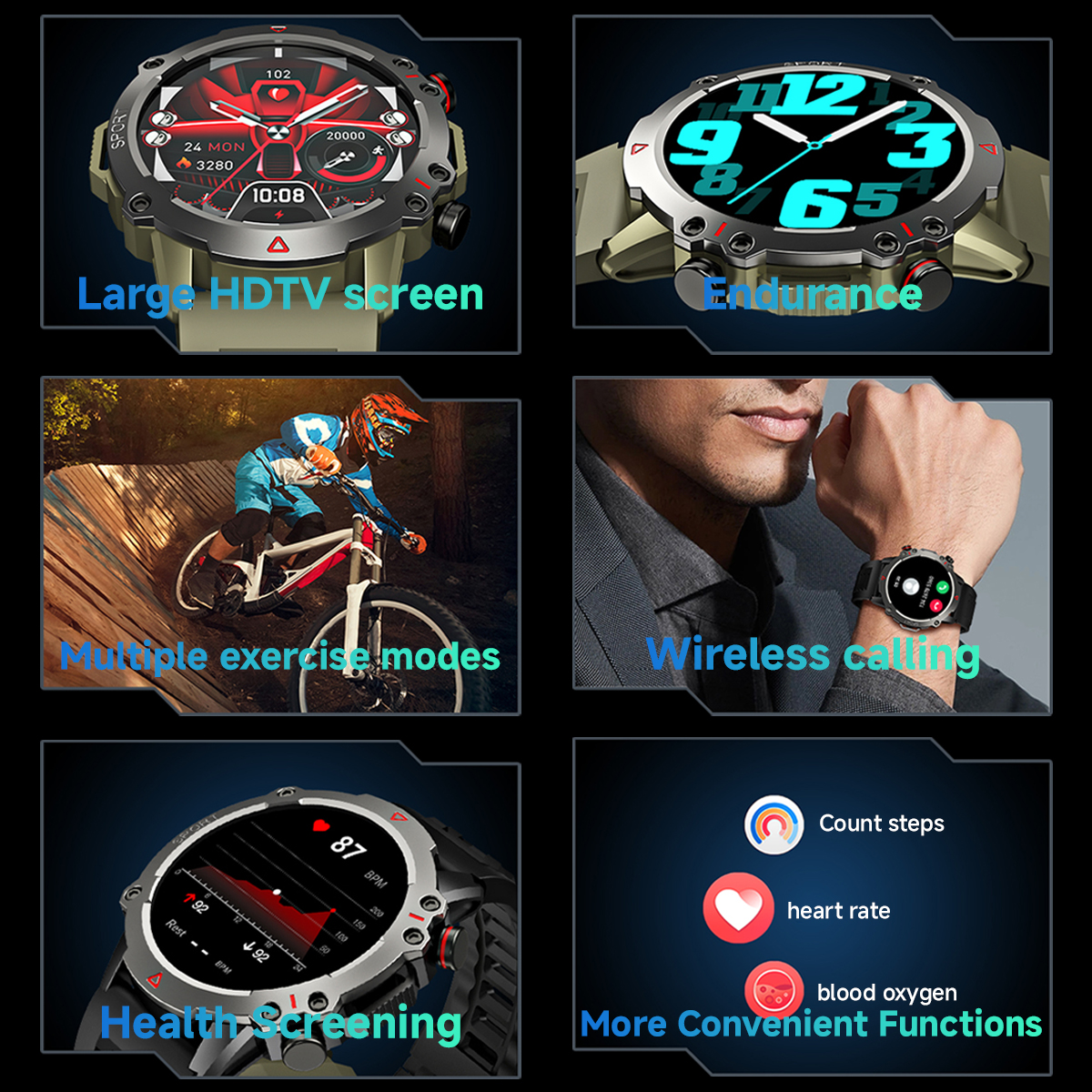 AMOLED SmartWatch Rugged Milit - Smartwatch Rugged Watches For Men ulasan dan harga